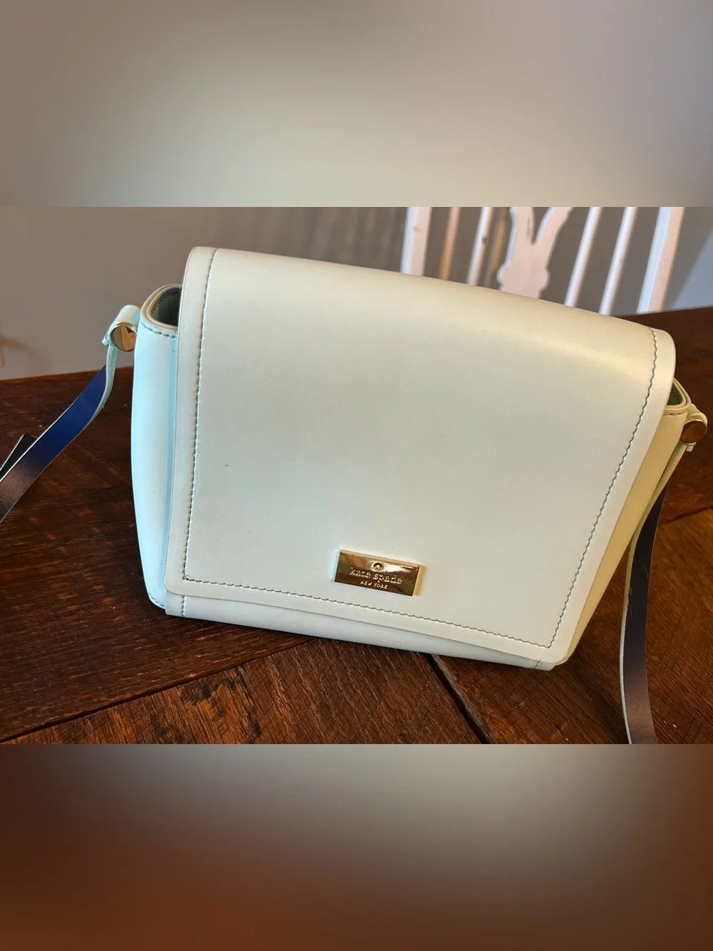 Kate Spade Leather Crossbody with Gold Logo Plate - mint green